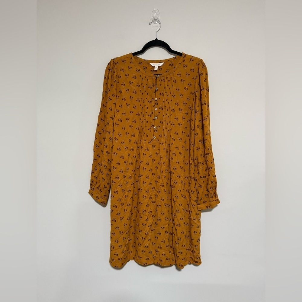Garnet Hill Shiloh Crepe Floral Long Sleeve Dress Medium Boho Peasant Autumn